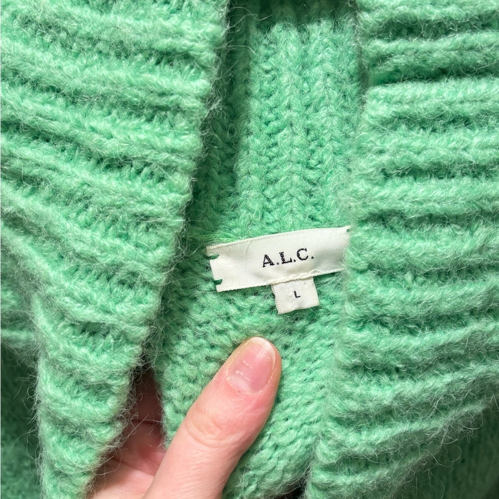 A.L.C. Alpaca Merino Wool Knit Oversized Slouchy Pullover Turtleneck Sweater - Picture 6 of 7